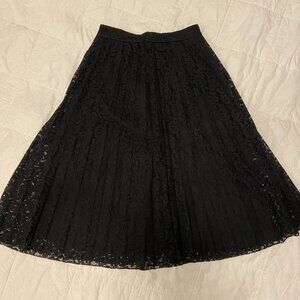 ASOS Pleated Lace Midi Skirt - UK Size 8/US Size 4 (S) Black